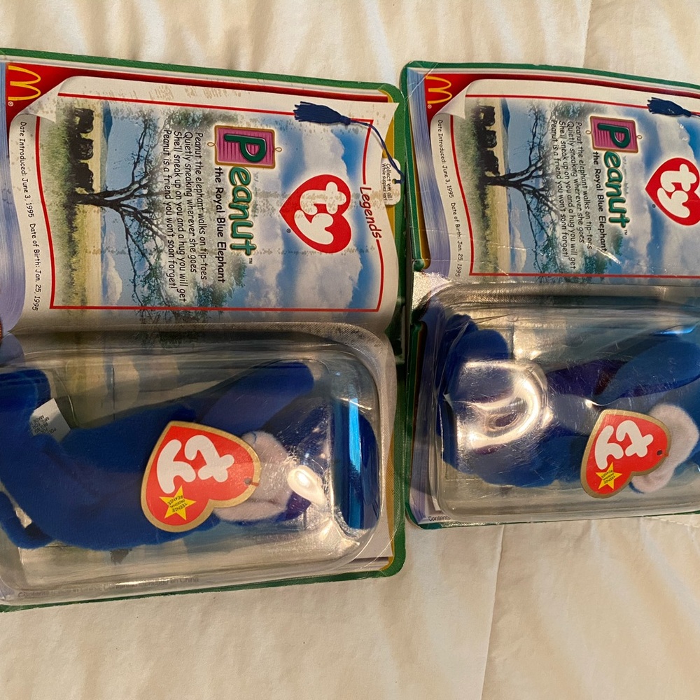 2 Ty Beanie Baby Peanut the Elephant